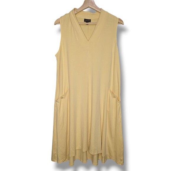 J Jill Dress Women Large P Sleeveless Stretch Wearever Collection Butter Yellow - Picture 1 of 6